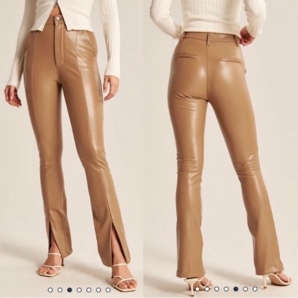 $99 Abercrombie & Fitch Vegan Leather The Skinny Ultra High Split Hem Rise Pants